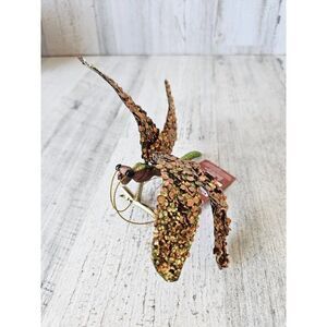 St Nicholas square dragonfly clip ornament copper insect glitter unique Xmas tre